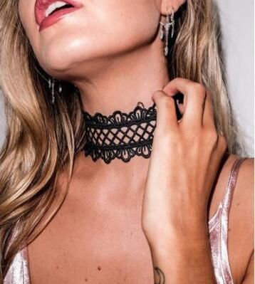 Accessories Women's Neckband Gothic Style Hot Girl Lace Necklace Choker Clavicle Chain Collar_ipsvogv.com