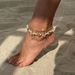 Ocean Vacation Style Starfish Fan Shell Chain Bohemian Layered Pearl Bead Ankle Decoration_ipsvogv.com