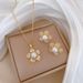 【 Titanium Steel 】 Necklace Earring Light Luxury Full Diamond Five Leaf Flower Pearl Personalized Temperament Banquet_ipsvogv.com