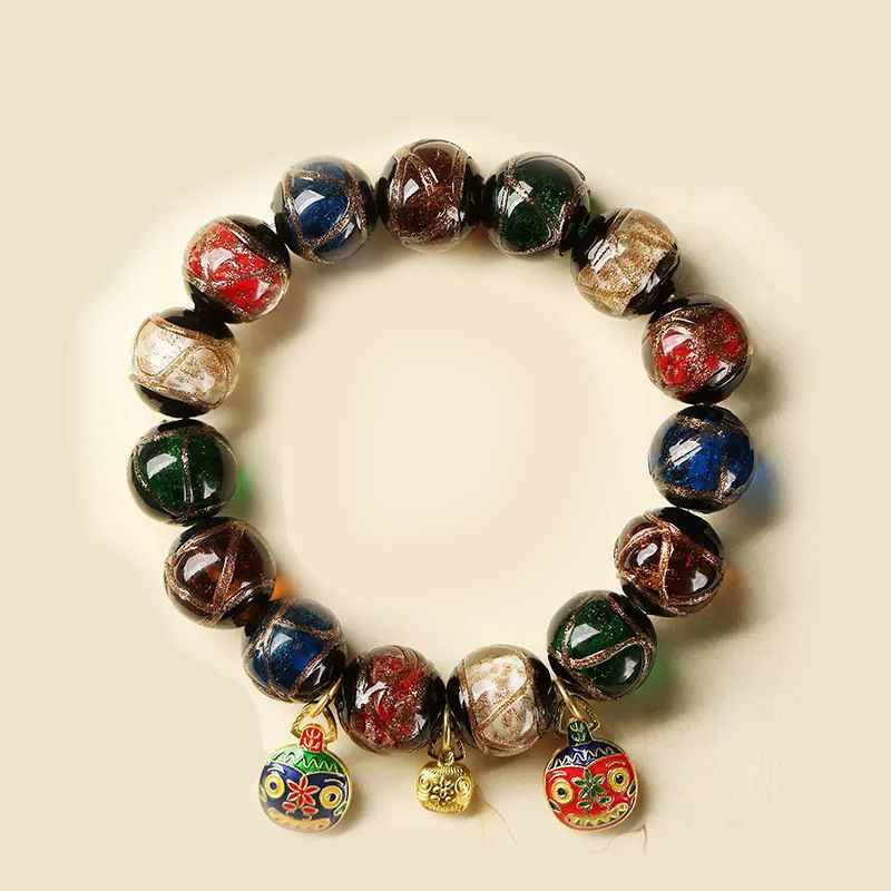 Traditional Chinese blessing incense gray glass bracelets, ensuring peace, transporting blessings, attracting wealth, and clearing negative energy_ipsvogv.com