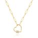 Women's Jewelry Gold Paper Clip Necklace Heart Shaped Design Niche Love Zircon Necklace Simple High End Jewelry_ipsvogv.com