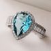 Cao Shi's New Wedding Sea Blue Pear Shape Engagement Net Red Water Drop Diamond Jewelry Ring_ipsvogv.com