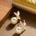 French Elegant Small Fragrance Style Inlaid With Diamonds, Glazed Flowers, Pearl Earrings, Women's High-end_ipsvogv.com