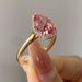 Sanjie Golden Women's Pink Water Drop High Carbon Zircon Diamond Ring_ipsvogv.com