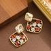 Korean Version Exquisite Fashionable Diamond Studded Colored Zircon Geometric Square For Women With A Sense Of Luxury_ipsvogv.com