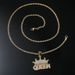 Full Diamond Crown Letter QUEEN Gold Plated Pendant Hip Hop Titanium Steel Necklace Punk Style Men's Accessories_ipsvogv.com