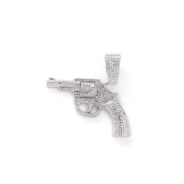Hip Hop Studded Revolver Trendy Nightclub Pendant, Accessory Necklace, Personalized Full Diamond Cuban Chain_ipsvogv.com