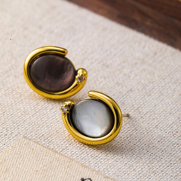 Versatile Snake Ring, Black Butterfly Shell, Exquisite Small Earrings, High-end Feeling, Light Luxury Temperament,_ipsvogv.com