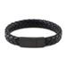 Genuine For Men, Cowhide Woven Cord, Stainless Steel Black Engraved Leather Bracelet With Magnetic Clasp, Trendy_ipsvogv.com