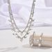 Women’s Jewelry Set Fashion Multi Layer Luxury Diamond Studded Full Diamond Pendant Necklace Earrings Two Piece Set Bride Wedding Necklace Earrings_ipsvogv.com