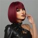 hot selling Short Wine Red For Women Bury Bob Wigs With Thick Bangs Heat Resistant Synthetic Wig_ipsvogv.com