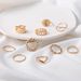 Beauty Avatar Gold Coin Geometric Pearl Ring With Hollow Cross 10 Piece Set_ipsvogv.com