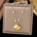 Shell Starfish Pearl Pendant Necklace, Women's Gold Stainless Steel Jewelry Necklace Accessories_ipsvogv.com