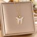 Korean Dongdaemun Titanium Steel Necklace With Elegant Feminine Style, Diamond Studded Butterfly Pendant, Versatile,_ipsvogv.com