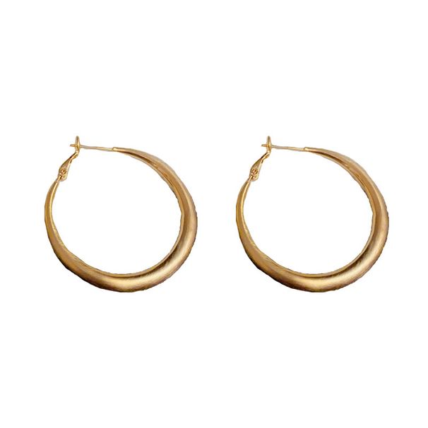 S Silver Needle Personality Fashion Simple Metal Brushed Circle Elegant Versatile Light Luxury Minimalist Style Hoop_ipsvogv.com