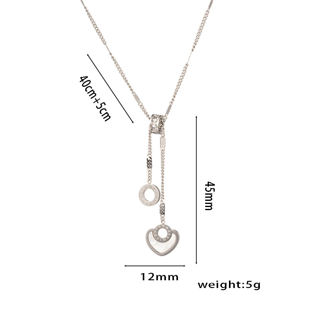 Instagram Style Jewelry Roman Digital Circular Ring True Shell Love Titanium Steel Gold Mother Of Pearl Necklace Female_ipsvogv.com