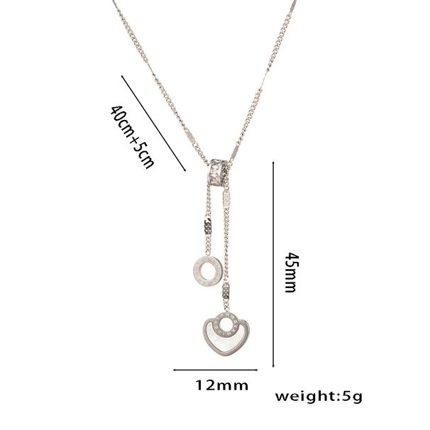 Instagram Style Jewelry Roman Digital Circular Ring True Shell Love Titanium Steel Gold Mother Of Pearl Necklace Female_ipsvogv.com