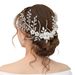 Handmade Crystal Bridal Hair Comb With Floral Leaf Design, Silver Rhinestone Hair Accessory For Women, Perfect For Weddings And Special Occasions_ipsvogv.com