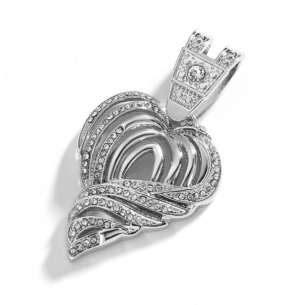Hot Selling New Product Full Diamond Hollow Heart Alloy Pendant Hip Hop Fashion Personalized Design Men's Necklace_ipsvogv.com