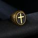 Punk Titanium Steel Gold-Plated Color-Retaining Cross Ring_ipsvogv.com