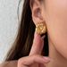 Fashionable Niche INS Titanium Steel Vintage Bread Bouquet Triangle Earrings_ipsvogv.com