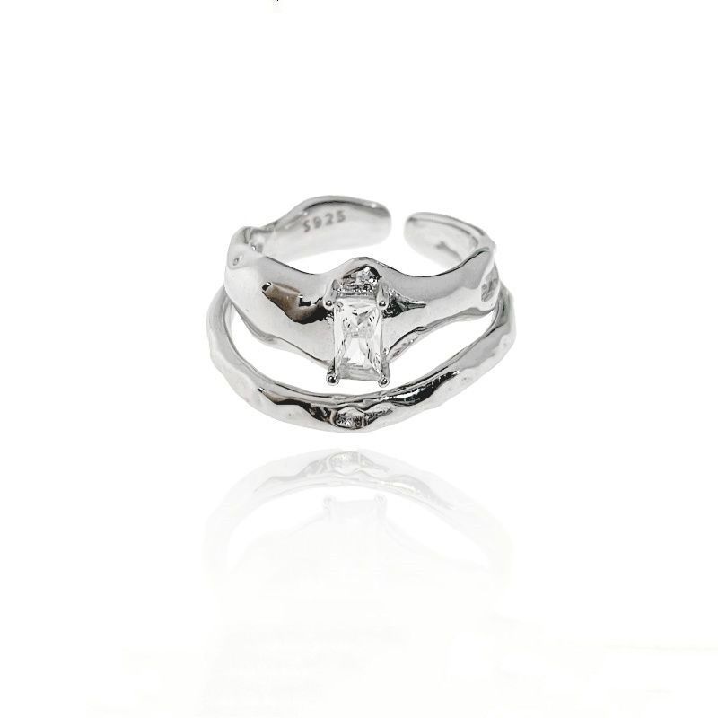 2022 New Control Theory Niche Design Open Ring With Irregular Zircon And Diamond Inlay, No Gender, High-end Feel_ipsvogv.com