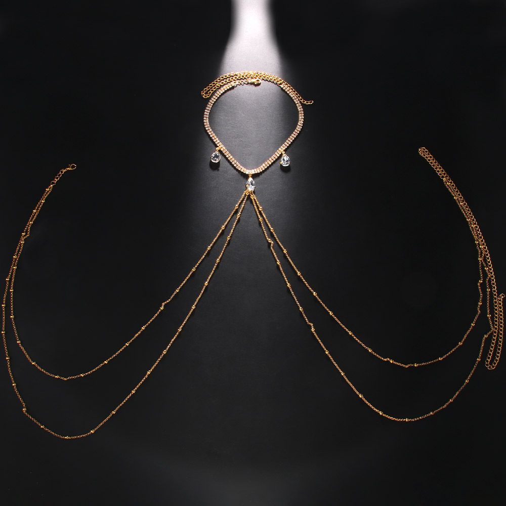 New Fashion Neck Rhinestone Breast Chain, Personalized Bead Body Chain, Women's Accessories Body Chain_ipsvogv.com