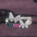 Korean Fashion Simple Butterfly Double Row Micro Set Women's Ring with Seven Color Rainbow Zircon Ring Sheinr7413_ipsvogv.com