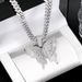 Hip Hop Style Jewelry Fashion Alloy Full Diamond Unisex Butterfly Pendant Cuban Chain_ipsvogv.com