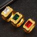 New Diamond Set Open Sand Gold Copper Plated Zircon Large Men's Ring_ipsvogv.com