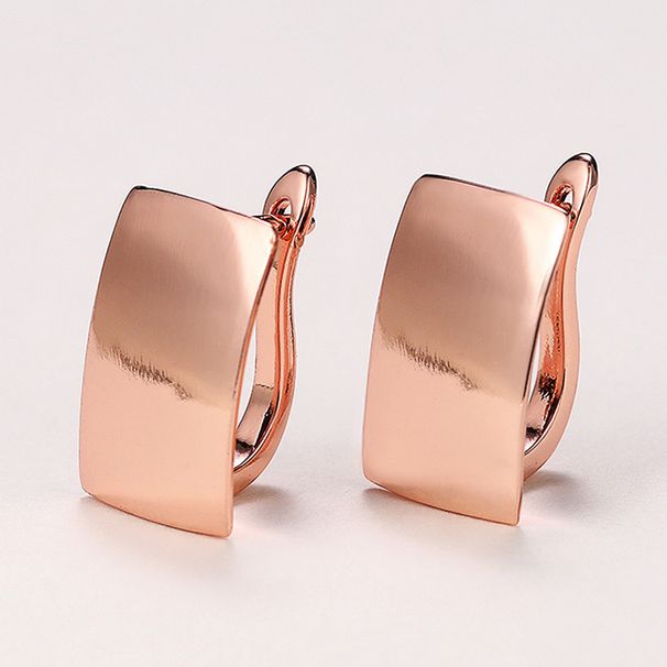 Cao Shi 2024 Korean Version Couple Temperament Shiny And Smooth Rectangular Earrings, Personalized Rose Gold Ear Buckle_ipsvogv.com