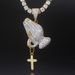 Unisex hip hop zircon pendant prayer gesture cross full diamond color gold plated necklace hot selling jewelry_ipsvogv.com