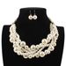 Fashion Bridal Jewelry Exaggerated Braided Clavicle Chain Temperament Pearl Necklace Earrings Collar_ipsvogv.com