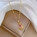 【 Titanium Steel 】 Luxury Large Internet Celebrity Same Style Tulip Deep Pink Necklace For Women's Fashion Trend 【 】 【 】 【 】_ipsvogv.com