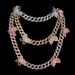 Women’s Jewelry Set Fashion Double Layer Cuban Necklace Personality Exaggerated Full Diamond Big Butterfly Necklace Thick Chain Sweater Chain Female_ipsvogv.com