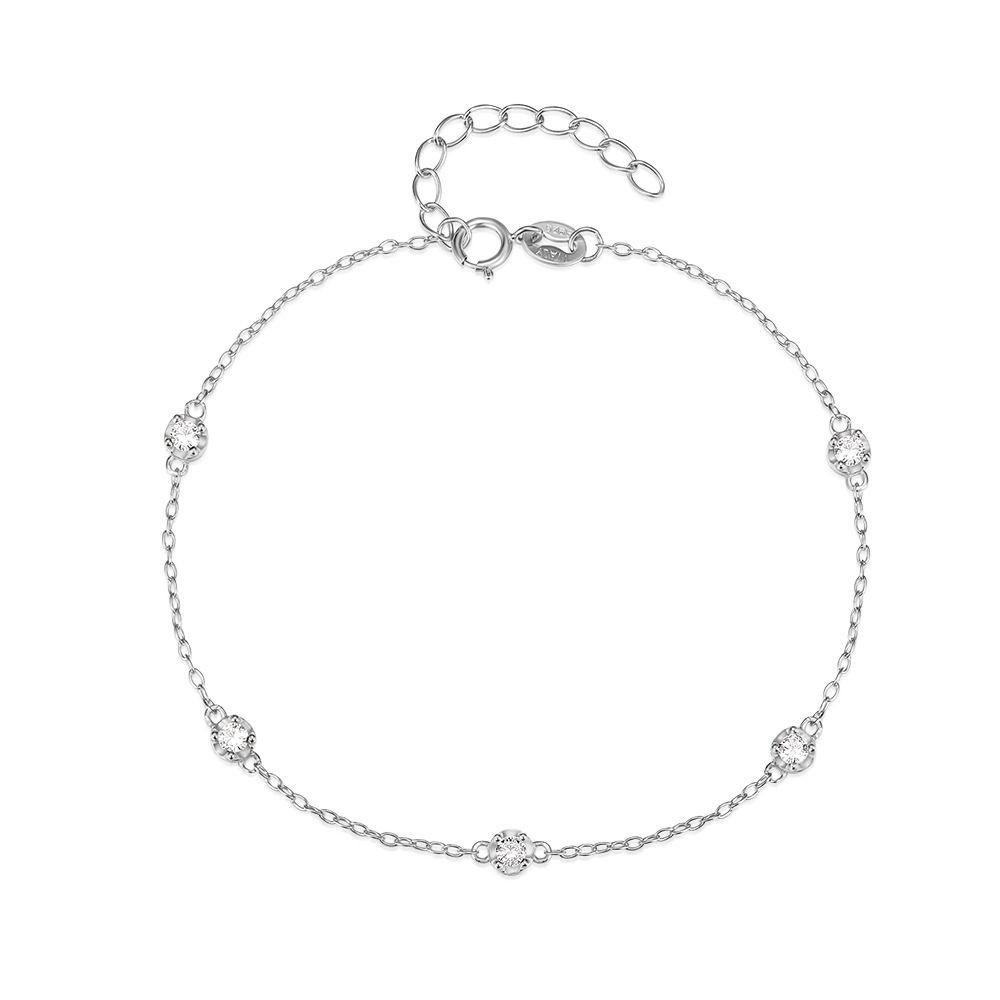 Women's Jewelry S925 Sterling Silver Classic Simple Ladies Diamond Bracelet All Match Ins Style Adjustable Hand Accessories_ipsvogv.com