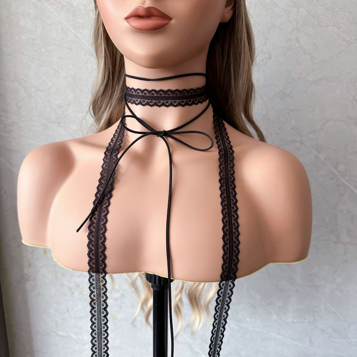 Multi-layered Layered Design Ballet Style Lace Trim Choker Sweet Versatile Scarf Ribbon Collarbone Necklace_ipsvogv.com