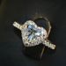 Silver Female Simulation Micro Set Heart Shaped One Carat Mosan Diamond Ring_ipsvogv.com