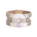 Women's Bohemian Multi Layer Gold Plated Leather With Diamond Plate Round Buckle Bracelet_ipsvogv.com
