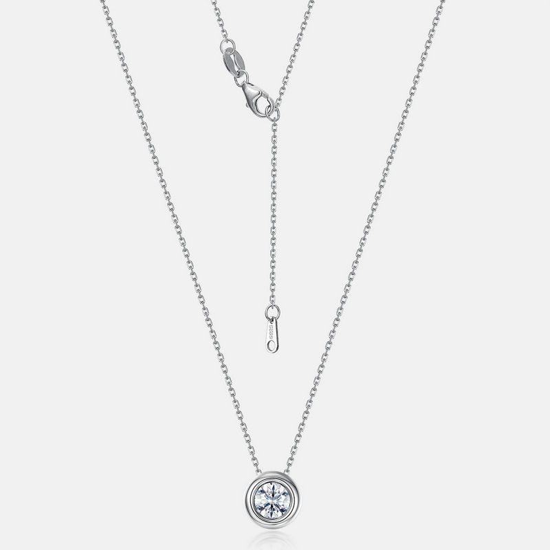 hot Collection Of Dazzling 1ct Moissanite Simple Necklace Female S925 Silver Package Inlaid With Colored Gemstone Clavicle Chain Fashion_ipsvogv.com