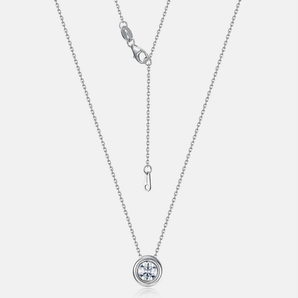 hot Collection Of Dazzling 1ct Moissanite Simple Necklace Female S925 Silver Package Inlaid With Colored Gemstone Clavicle Chain Fashion_ipsvogv.com