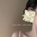 Moonlight Soft Gauze Atmosphere French Retro Chiffon Pearl Flower Earrings Exaggerated High End Small Fairy Temperament_ipsvogv.com