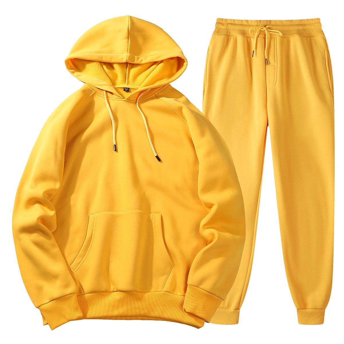 Women's Clothing Autumn and winter men's hooded solid color light plate pullover sweatshirt set casual sports hoodie sweatshirt trousers two piece set_ipsvogv.com