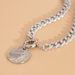 Hip Hop Ins Metal Disc Pendant Necklace, Female Niche Spring Buckle Single-layer Chain Collarbone Necklace_ipsvogv.com