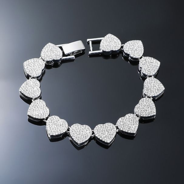 New heart-shaped diamond studded Cuban necklace, hip-hop style bracelet, trendy men's punk accessory_ipsvogv.com