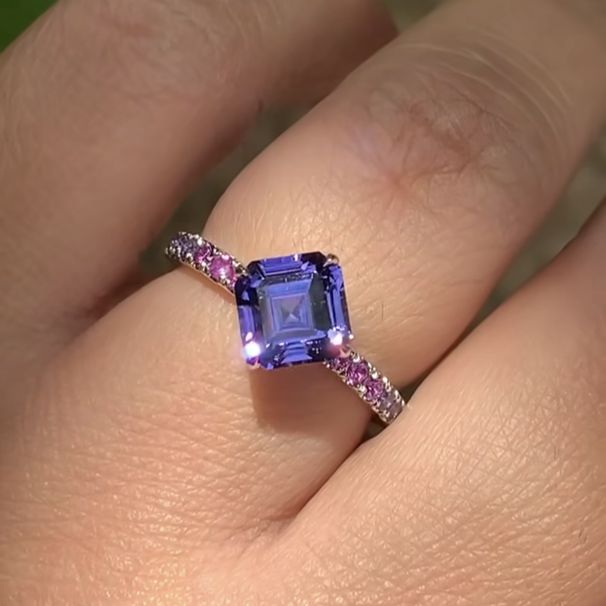 Sanjieins New Square Color Diamond Women's Ring Amethyst Jewelry Natural Simplicity Handpiece_ipsvogv.com