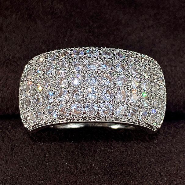 Cao Shi Plating Ring Super Sparkling Full Diamond Half Circle Zircon Women's Ring Accessories_ipsvogv.com