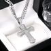Hip Hop Cross New Creative Versatile Alloy Full Diamond Unisex Cuban Chain Necklace_ipsvogv.com