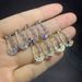 Unisex new paper clip temperament earrings personality color ladder square zircon ladies earrings_ipsvogv.com