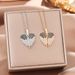 Creative New Angel Wing With Two Wings, Heart-shaped Diamond Studded Stainls Steel Women's Gift Necklace And_ipsvogv.com